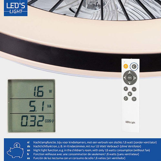 123led Плафон 48см с Осветление Черен