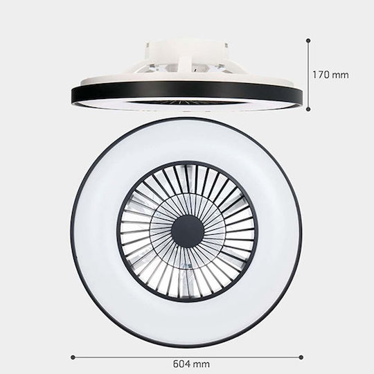 123led Πλαφονιέρα 60.4cm με Φως Μαύρη