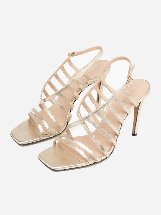 Leather Gold Sandals Pinelopi