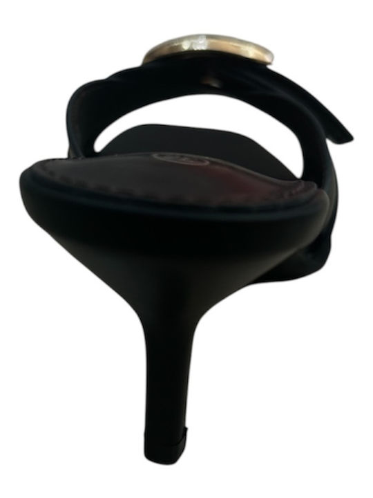 Mules With Thin High Heel In Black Colour