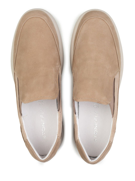 Mocasini Bărbați De Catifea Bej Culoare Full Face Regular Fit