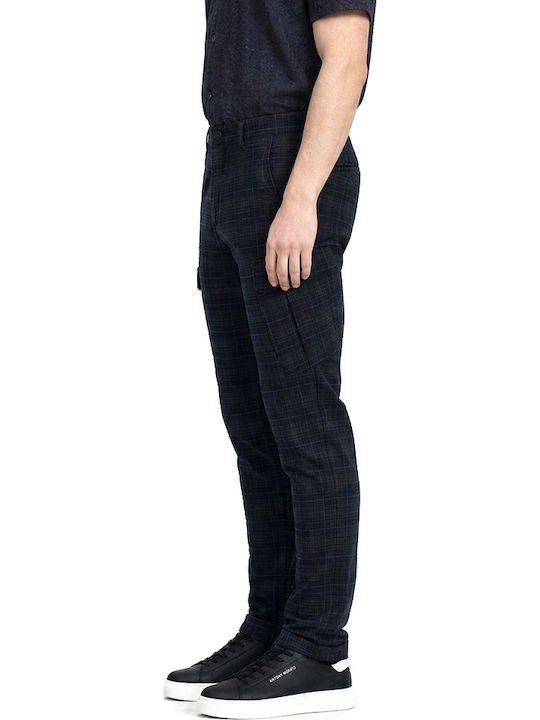 Pisa Cargo Elastic Trousers in Slim Fit White-Blue