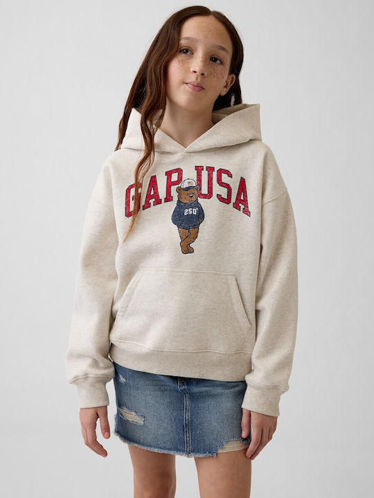 Fleece Kids Sweatshirt with Hood and Pockets Grey
