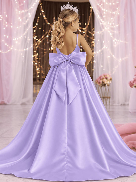 Kinderkleid Ärmellos Satin Flieder