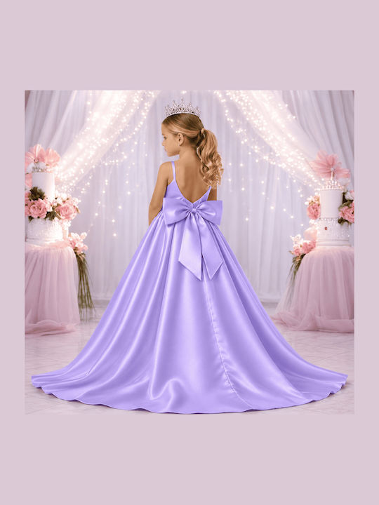 Kinderkleid Ärmellos Satin Flieder