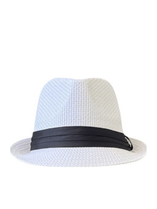 DENIA ACCESSORIES Pălărie Textilă Pentru Bărbați Fedora Albă