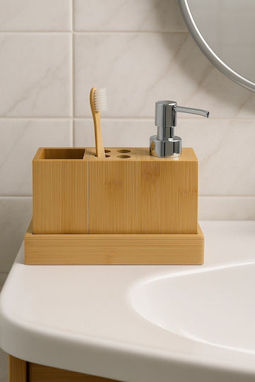SteweHome Bathroom Accessory Set Bamboo Brown 3 Pieces