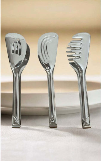 SteweHome Set of Metallic Serving Utensils 3 Pieces Grey