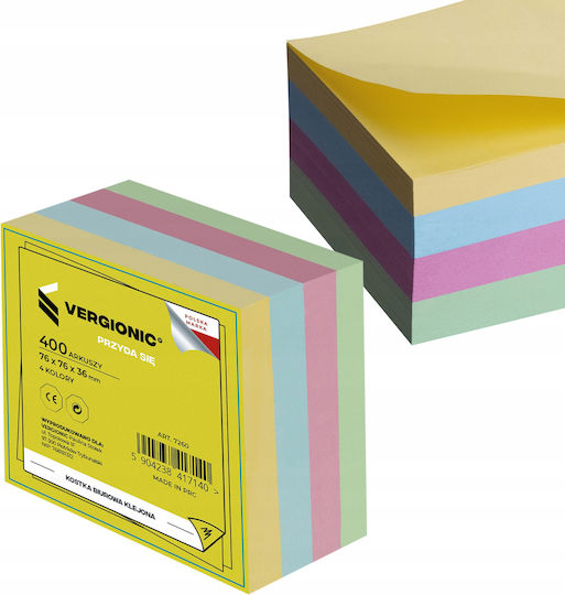 Vergionic Notizblöcke Würfel 76x76mm 400 Stück Geklebt Mischfarben Blätter Block