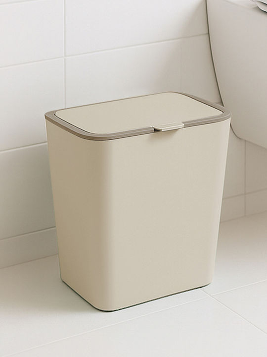 SteweHome Plastic Bathroom Brush and Trash Can Set 6l Beige