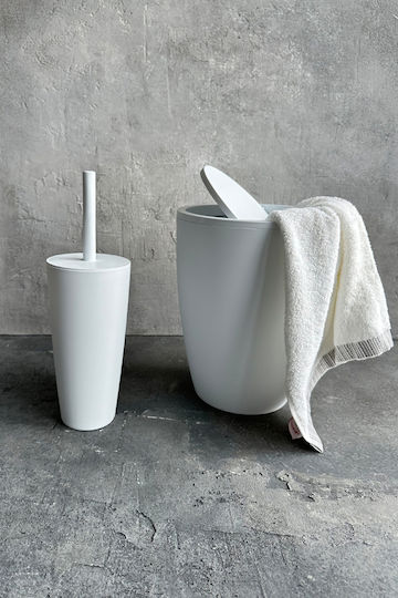 SteweHome Kunststoff Satz Badezimmer Mülleimer und Bürste Weiß