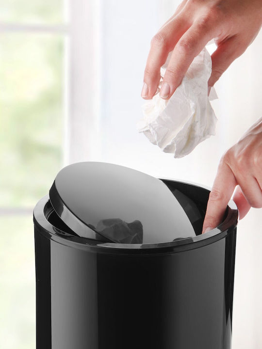 SteweHome Plastic Bathroom Brush and Trash Can Set 6L Black
