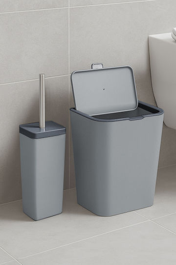 SteweHome Plastic Bathroom Brush and Bin Set 6l Grey