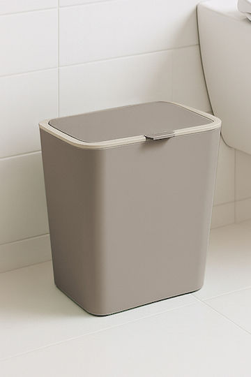 SteweHome Plastic Bathroom Brush and Trash Can Set 6l Beige