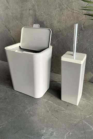 SteweHome Plastic Bathroom Brush and Trash Can Set 6l Beige