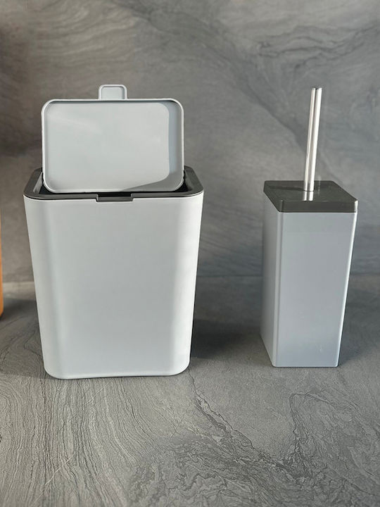 SteweHome Plastic Bathroom Brush and Bin Set 6l Grey