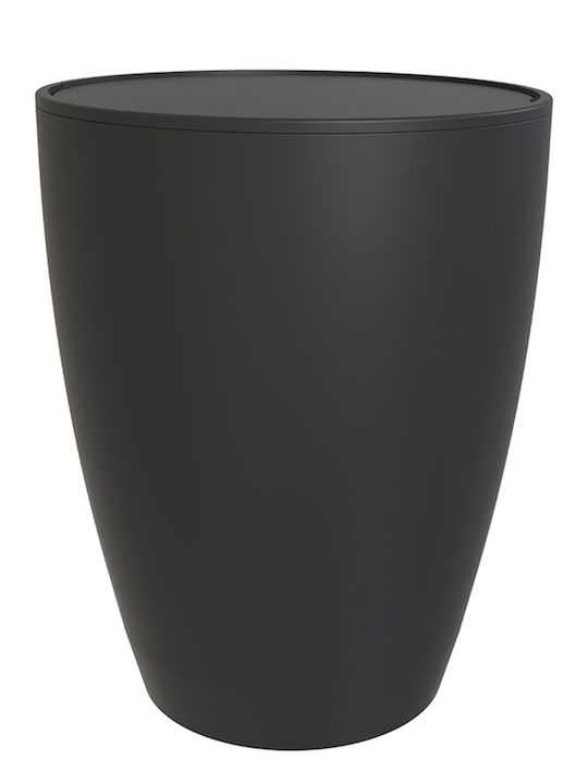 SteweHome Plastic Bathroom Brush and Trash Can Set Black