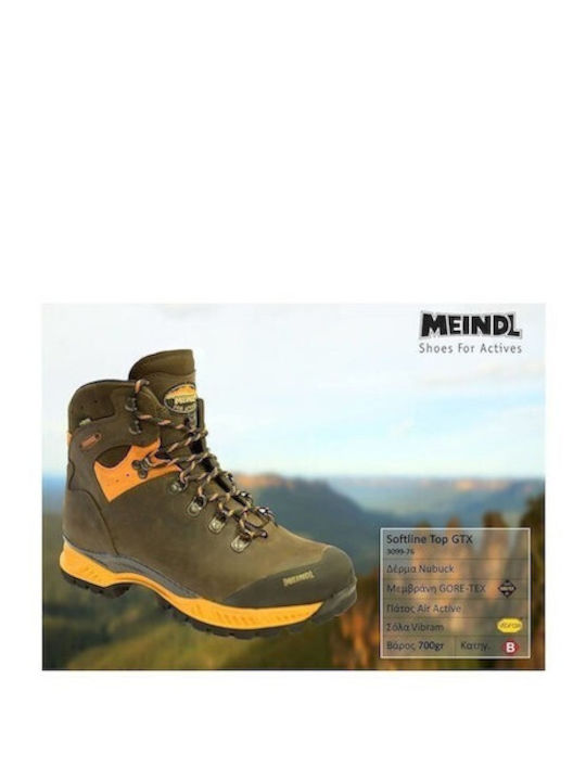 Meindl Softline Top Încălțăminte de Drumeție pentru Bărbați Impermeabilă cu Membrană Gore-Tex Portocalii