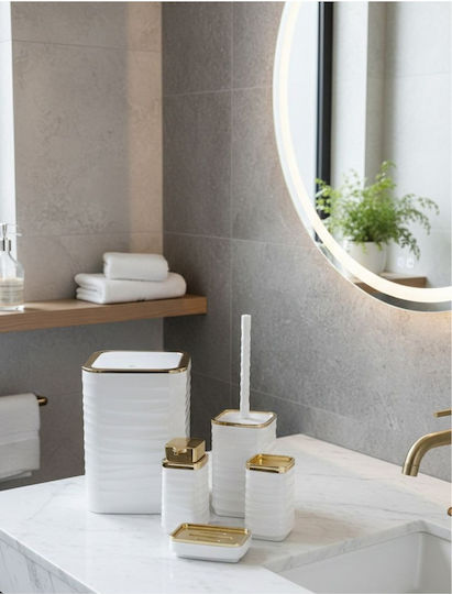 SteweHome Bathroom Accessory Set Plastic White 5 Pieces