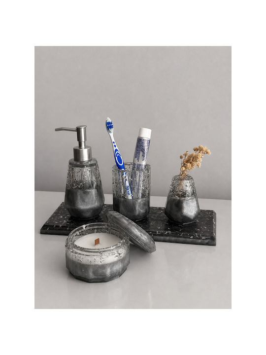 SteweHome Bathroom Accessory Set Resin Grey