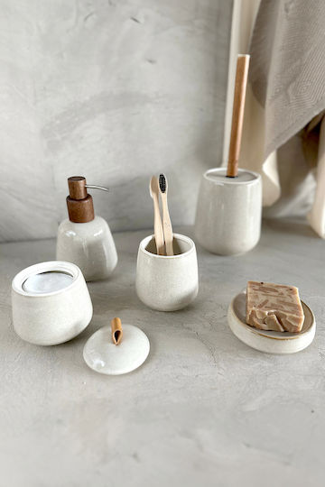 SteweHome Bathroom Accessory Set Ceramic Beige 5 Pieces