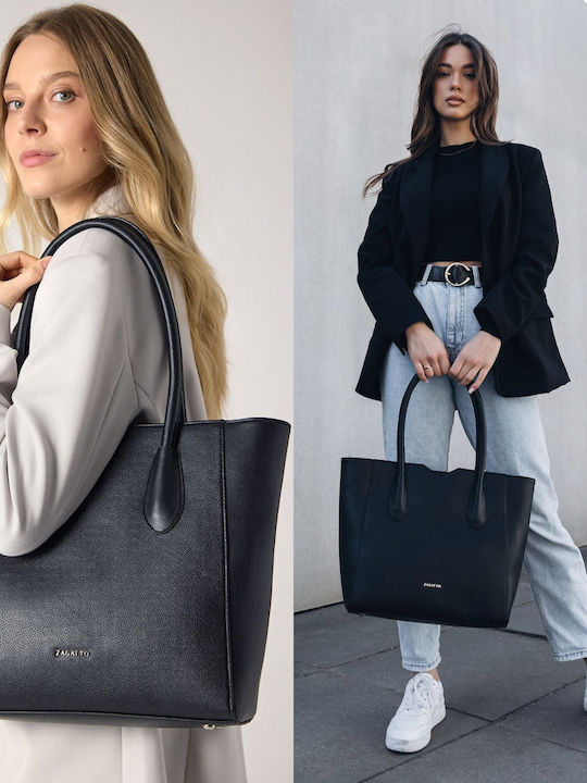 Geantă Shopper De Piele Neagră Pentru Damă