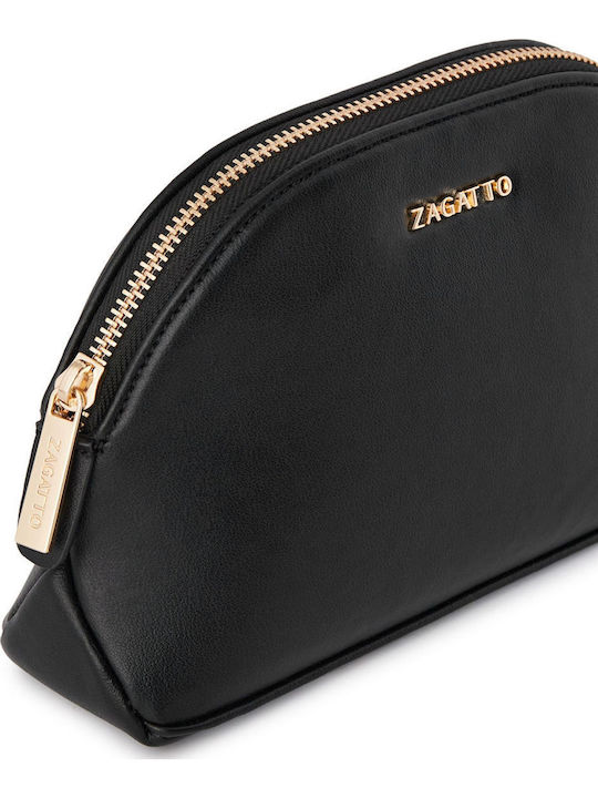 Neseser Cosmetic Din Eco-piele Zagatto Negru Dimensiuni 22x13x6.5 Cm Geantă De Toaletă De Călătorie Universală Geantă De Machiaj Spațioasă Ușoară Zg1023