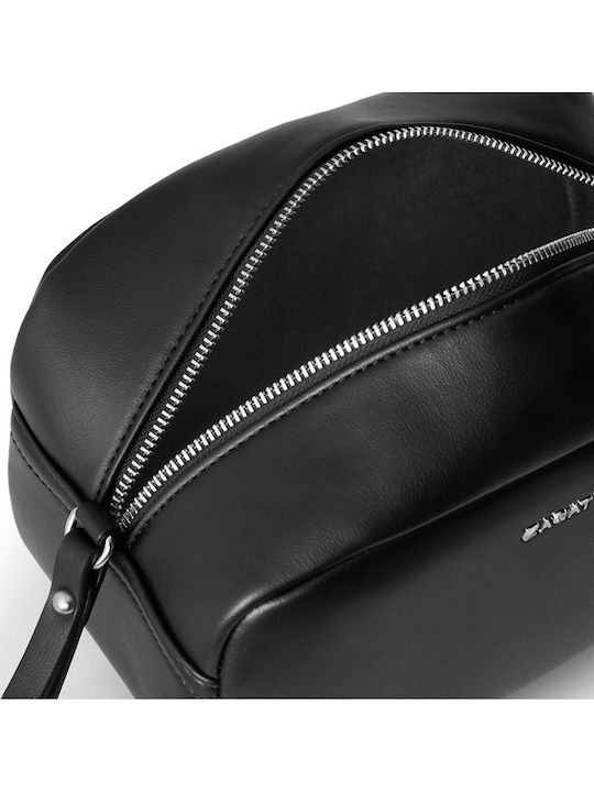 Neseser Cosmetic Din Eco-piele Zagatto Negru Dimensiuni 22x13.5x12 Cm Neseser De Călătorie Pentru Articole De Toaletă Universal Neseser De Machiaj Spațios Ușor Mâner De Transport Zg1021