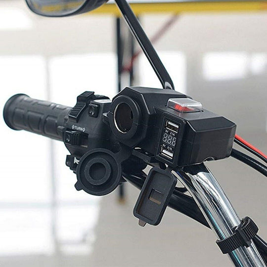 Factory Water Resistant Motorcycle Charger with Ports 2xUSB & 1xLighter