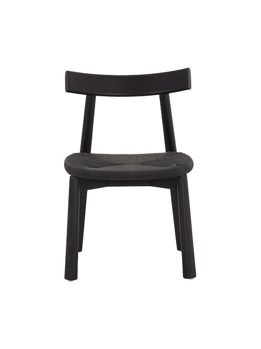 Rubberwood Dining Room Chairs Wooden Black 2pcs 51x55x74cm