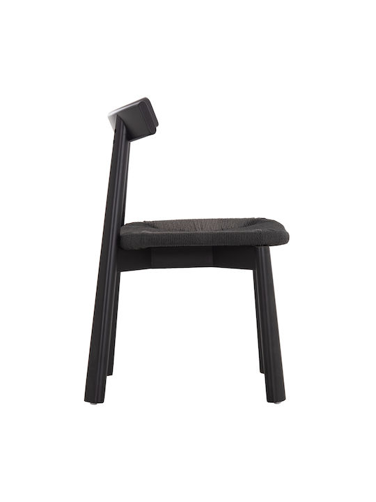 Rubberwood Dining Room Chairs Wooden Black 2pcs 51x55x74cm