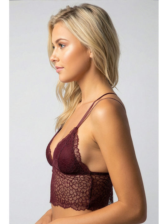 Women's Burgundy Sports Bra with Light Padding
