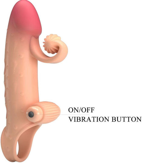 Manson Realistic Extensie Penis Vibrație Inel Testicular Stimulare Clitoridiană G-spot Material Sigur Fără Bpa Rezistent La Apă Eiaculare Întârziată Flexibil Reglabil Ușor De Curățat 20 X 4.2 Cm Nude