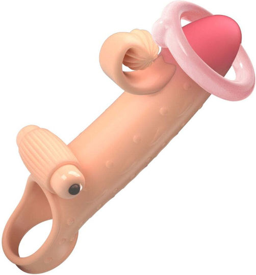 Manson Realistic Extensie Penis Vibrație Inel Testicular Stimulare Clitoridiană G-spot Material Sigur Fără Bpa Rezistent La Apă Eiaculare Întârziată Flexibil Reglabil Ușor De Curățat 20 X 4.2 Cm Nude
