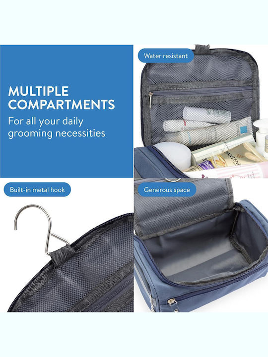 Geantă Cosmetică De Călătorie Hands 26 × 15 × 14 Cm 3 Compartimente Material Rezistent La Apă Albastru