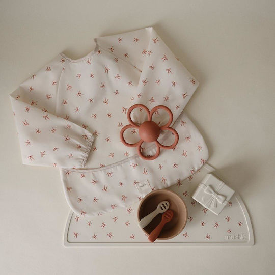 Mushie Waterproof Fabric Coverall with Hoop & Loop Fastener Pocket & Sleeves Beige