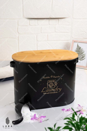 SteweHome Metallische Aufbewahrungsbox mit Deckel Schwarz 31cm
