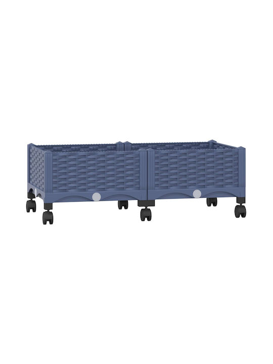 vidaXL Ζαρντινιέρα Πλαστική Μπλε Γκρι 80x40x33εκ.