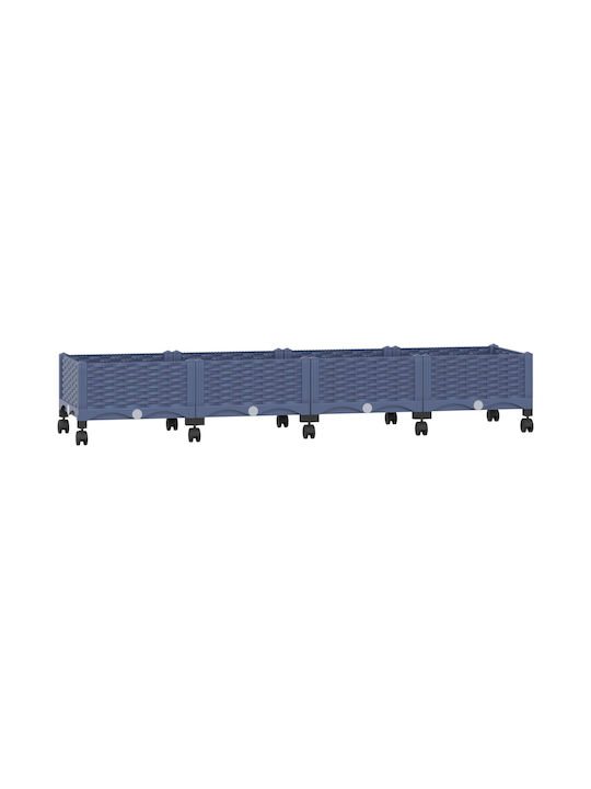 vidaXL Пластмасова Кутия За Саксии Синьо Сиво 160x40x33см