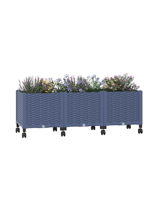 vidaXL Ζαρντινιέρα Πλαστική Μπλε Γκρι 120x40x48εκ.