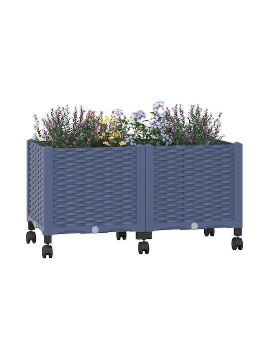vidaXL Ζαρντινιέρα Πλαστική Μπλε Γκρι 80x40x48εκ.
