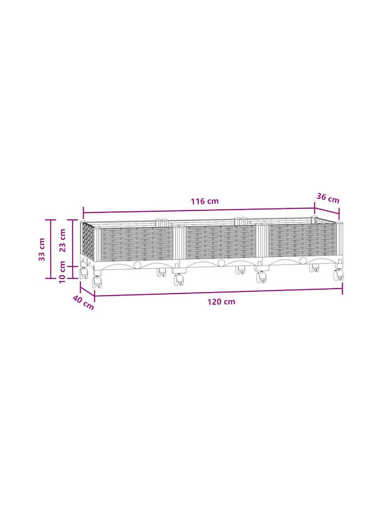 vidaXL Ζαρντινιέρα Πλαστική Μπλε Γκρι 120x40x33εκ.