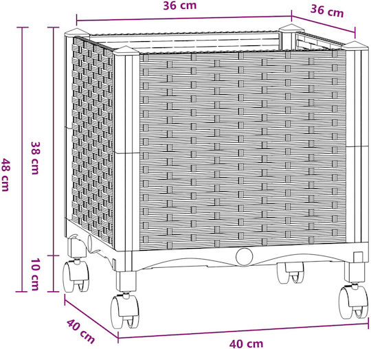 vidaXL Plastic Blue Grey Planter Box 40x40x48cm
