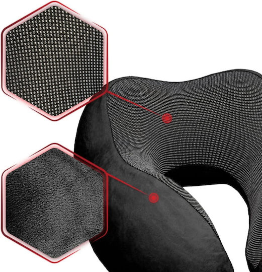 Activ Space Μαξιλαράκι Ταξιδίου Memory Foam με Θήκη Μεταφοράς Μαύρο