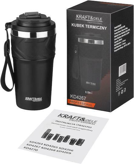 Kraft & Dele Ποτήρι Θερμός Ανοξείδωτο 620ml Kd4267 με Καλαμάκι