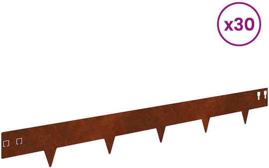 vidaXL Metal Garden Hedge in Brown Color 1m x 12cm 30 Pieces