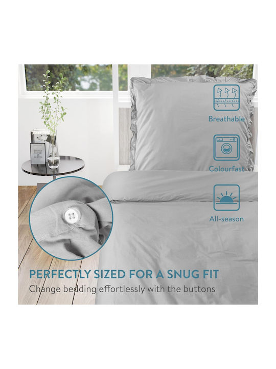 Jemidi24 Set Huse Pentru Pilote 135x200cm Simplă Cu Față De Pernă Gri