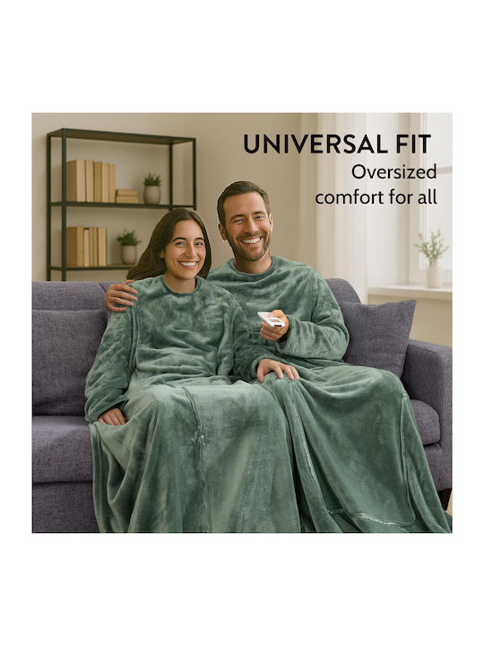 Homelevel Pătură Polar Fleece Cu Mâneci 200x150 cm Verde
