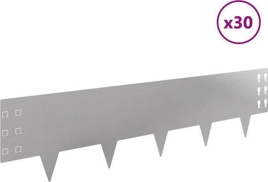 vidaXL Metal Garden Hedge in Silver Colour 1m x 25cm 30 Pieces
