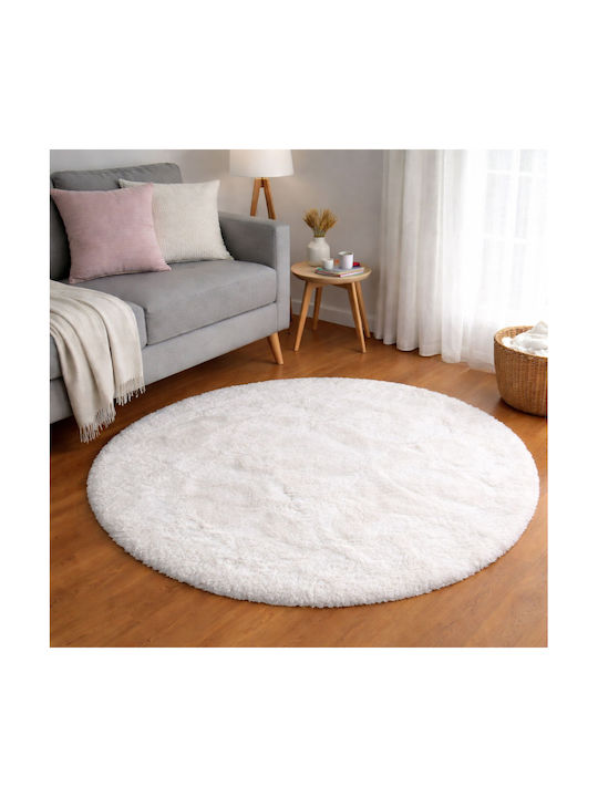Ravelia Anti-slip Rug Round Furry Ecru